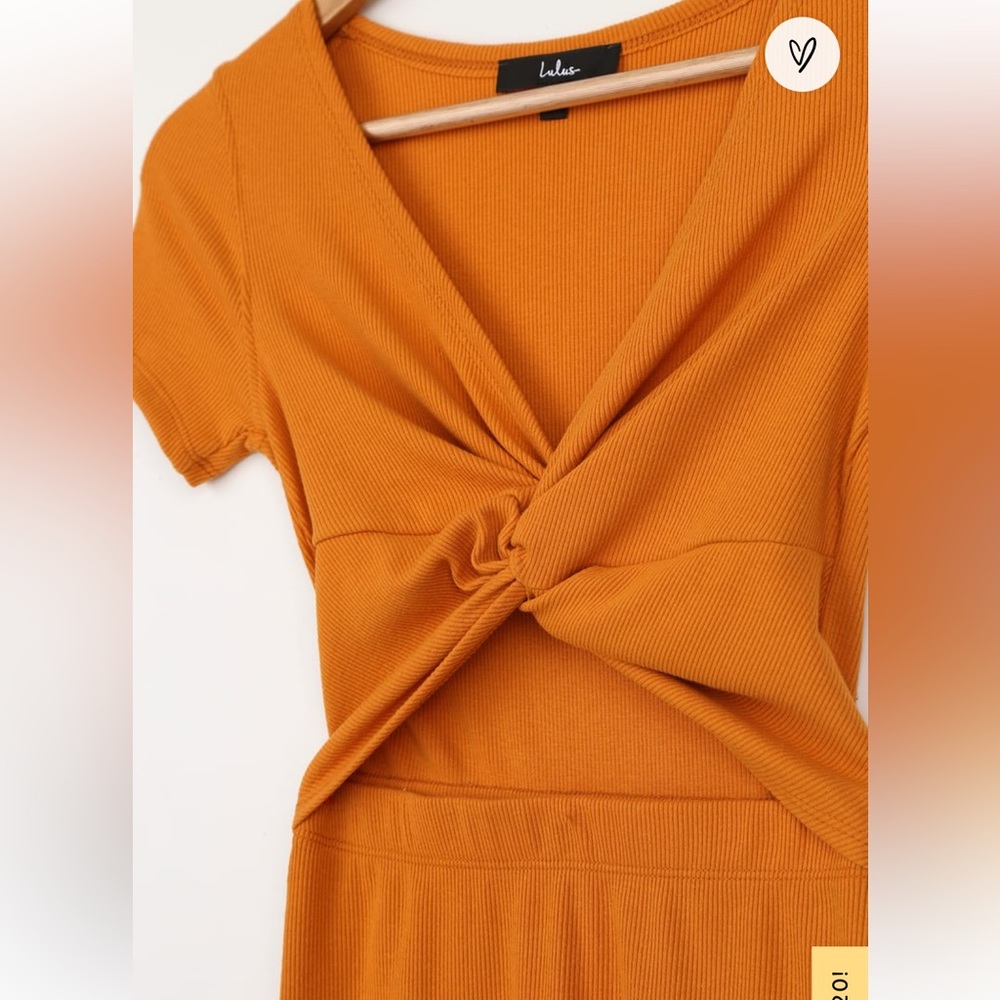 Lulus Style Twist Orange Twist Front Cutout Midi Dress View 5